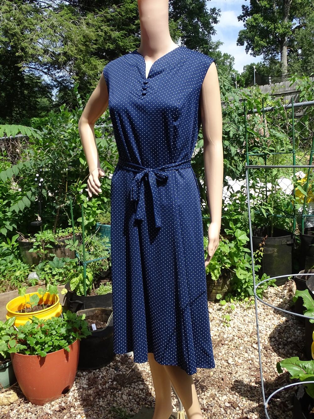 Vintage 80s SRZ Casuals Navy Polka Dot Dress Set & Jacket Size 16.5 80s does 40s